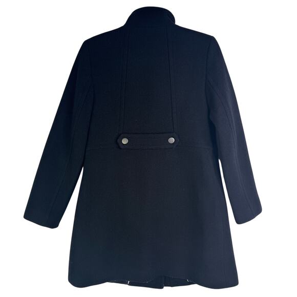 Talbots Italian Wool Blend Stadium Coat Zip Up Size 6 Black Longline Classy - Picture 9 of 16